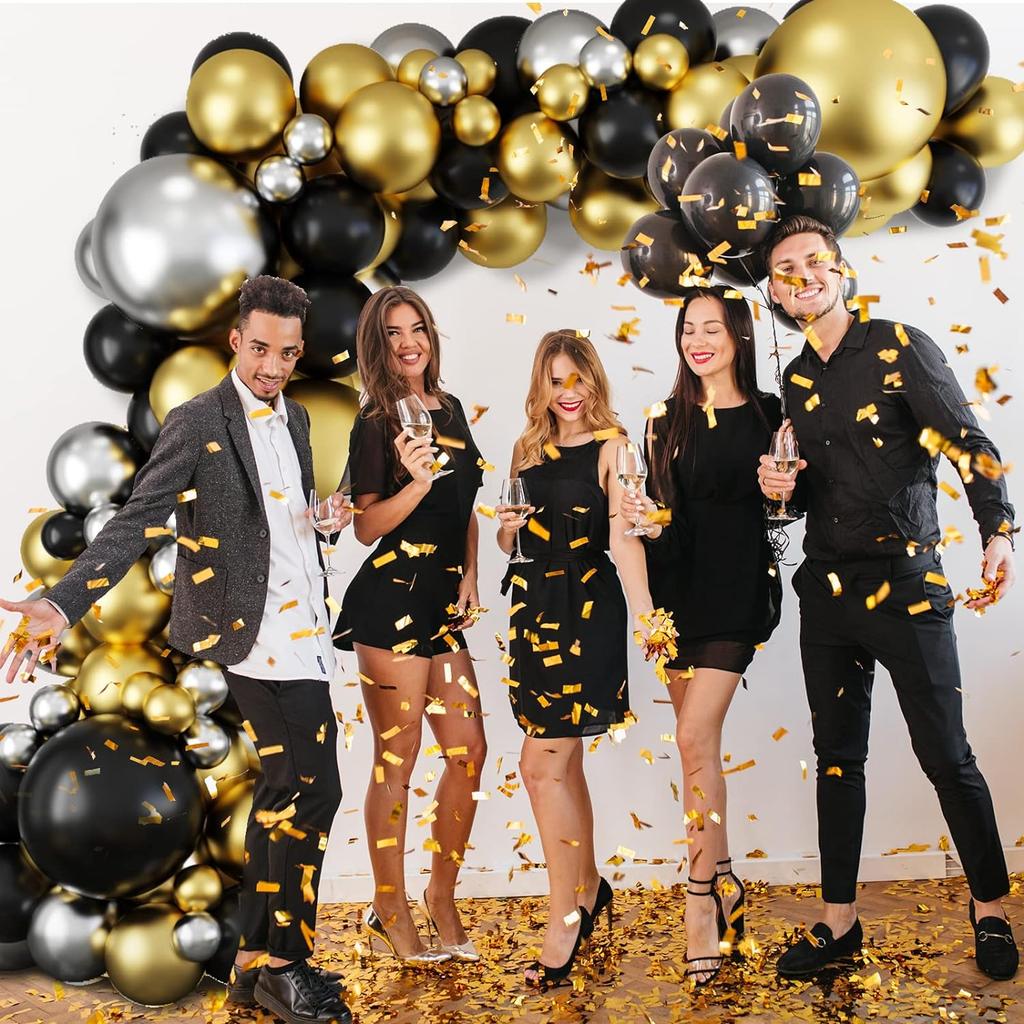 127PCS black and gold latex balloon set suitable for birthday parties, weddings, Valentine's Day party decorations