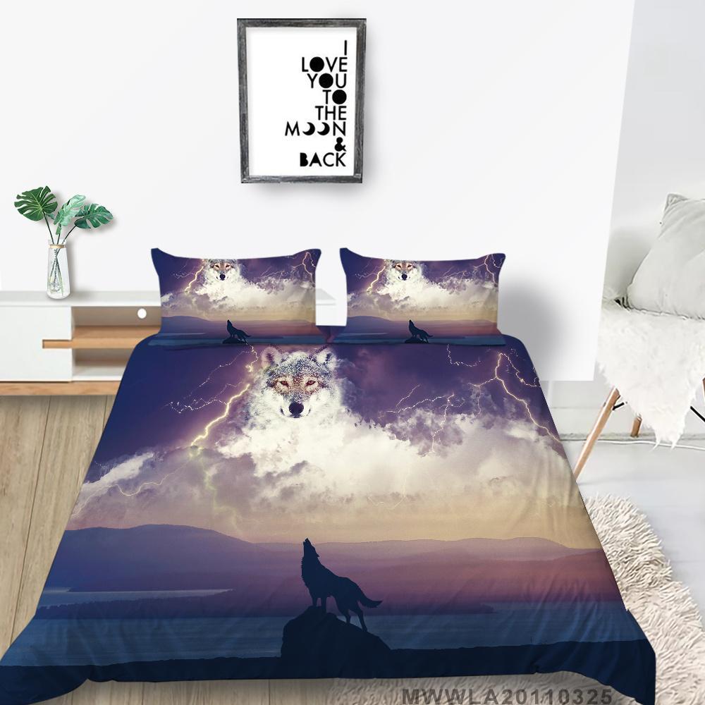 2023 New Style Unique Design Bedding Cover Suit Fashionable Decorative Wolf Printed Home Textiles Queen King Size Bedding