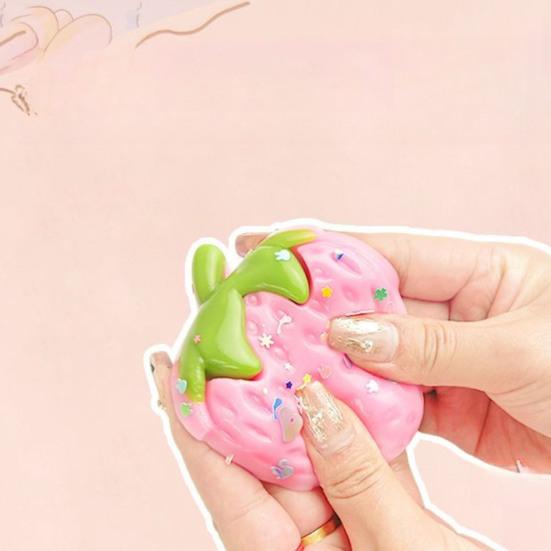 Strawberry Squeeze Toy with Sequins Realistic Strawberry Shape Stress Ball Slow Rebound Simulation Fruit Sensory Fidget Toy