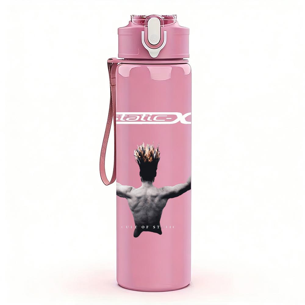 1PC Male back view arms raised print 750ml colorful plastic sports water bottle leakproof pop up lid with straw for outdoor work home use