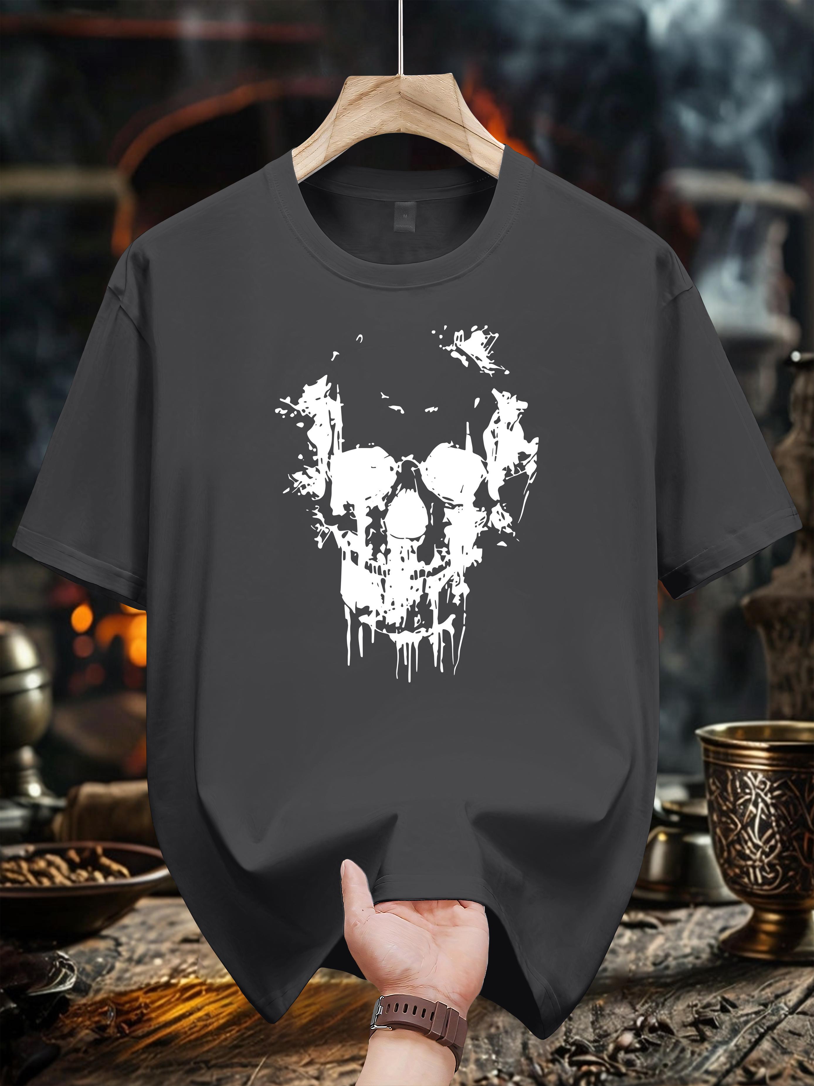 100% Cotton T-shirt with Bold White Tiger Head Design - Casual S