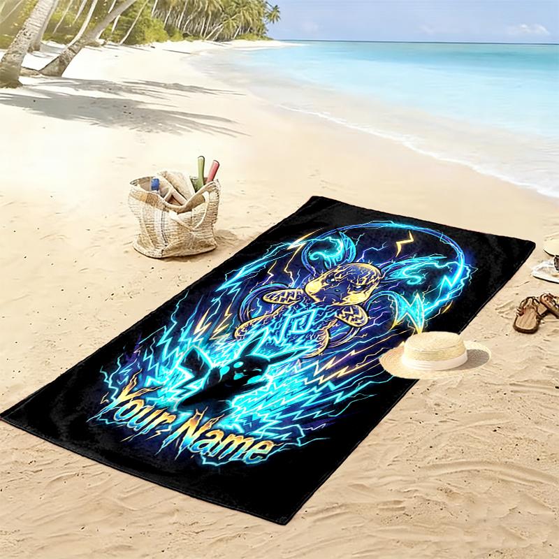 Custom NameElectricity, Dragon, Logo Beach Towel Soft Microfiber Summer Towel Quick Dry Absorbent Towel for Beach Swimming Pool Travel