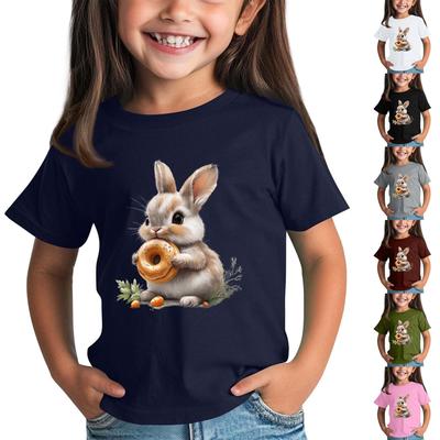 Kinder Kurzarm-T-Shirt mit Tiermuster, für den Alltag und Freizeit