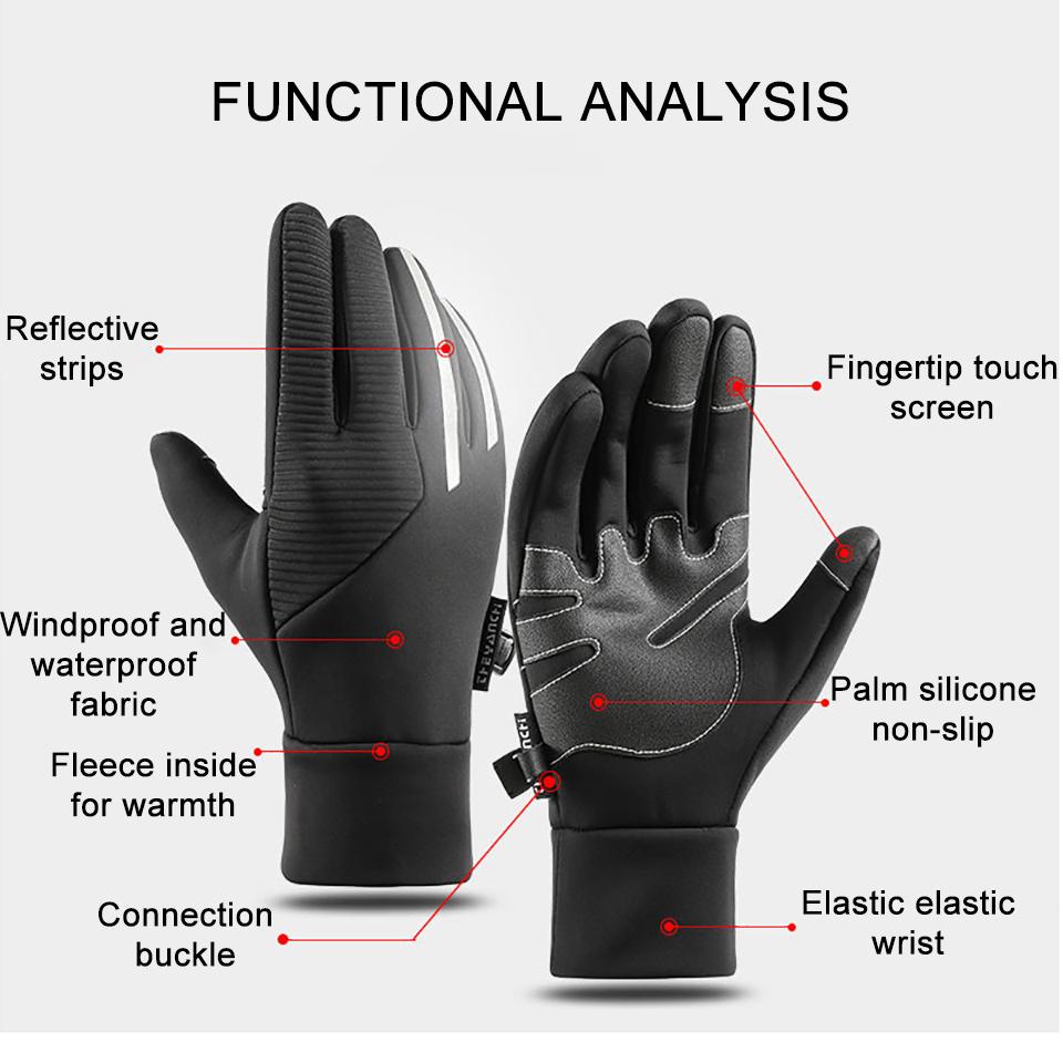 Getinfit 1Pair Winter Gloves Touch Screen Anti-Slip Waterproof Thickened For Warmth Gloves Outdoor Sports Cycling Running Unisex