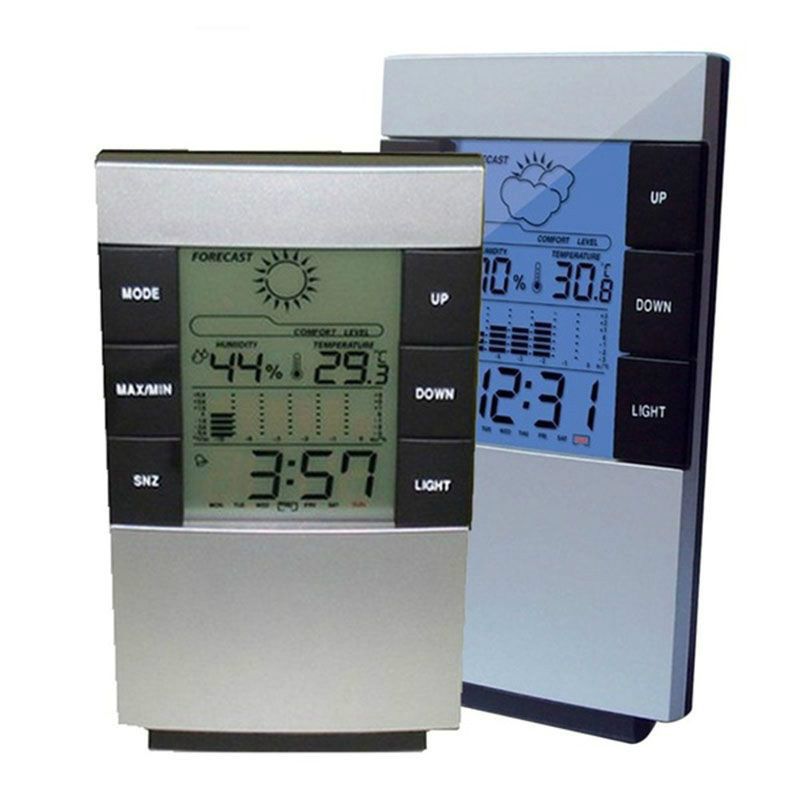 Hygrometer Lcd Digital Thermometer Humidity Meter Weather Forecast Alarm Clock