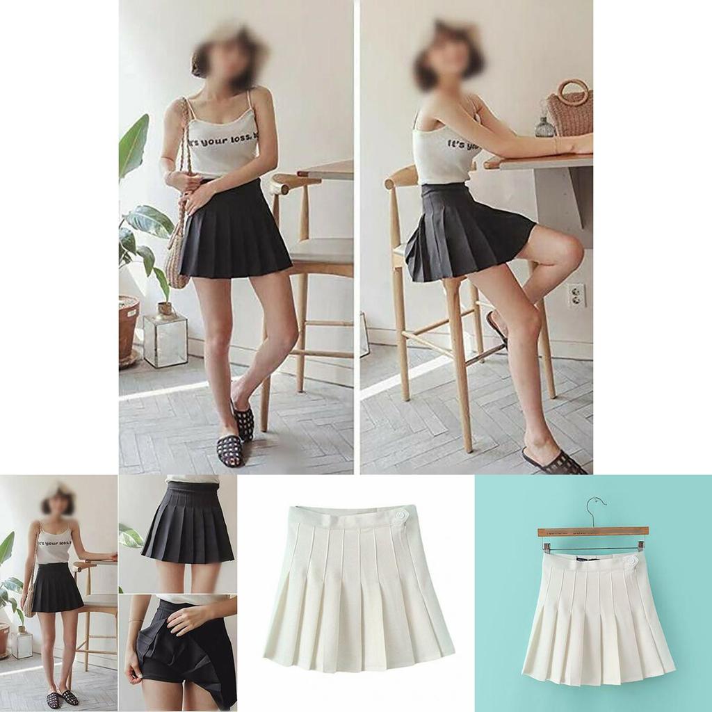 Trendy Women's Girls High Waist Pleated Tennis Skirt With Safety Pants For Daily Wear