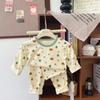 Kids Cotton Pajama Set Boys Girls Soft Sleepwear Long Sleeve Underwear Round Neck A Class Safety Homewear