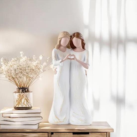Angel Ornament Decorative Resin Craft Mother Day Love Statue Home Living Room Bedroom Office Decor Family Commemorative Gift