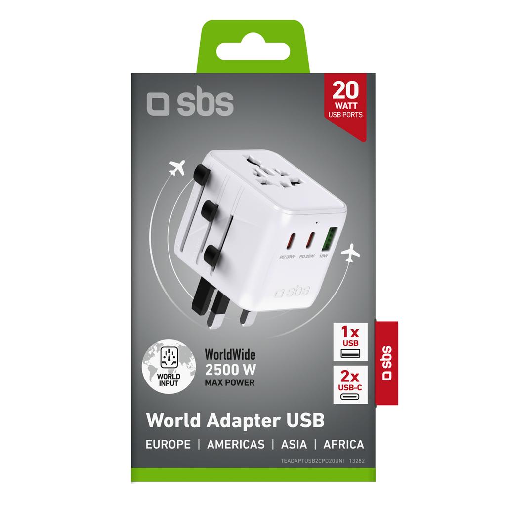 Reise-Netzteil USB-C USB-A EU UK US AUS JP - weiß