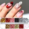 Xiaomi 12 Grids Red Mini Heart Nail Art Sequins Glitter Love Heart Shape Nail Flakes Valentines Charms Nail Art Decorations Manicure