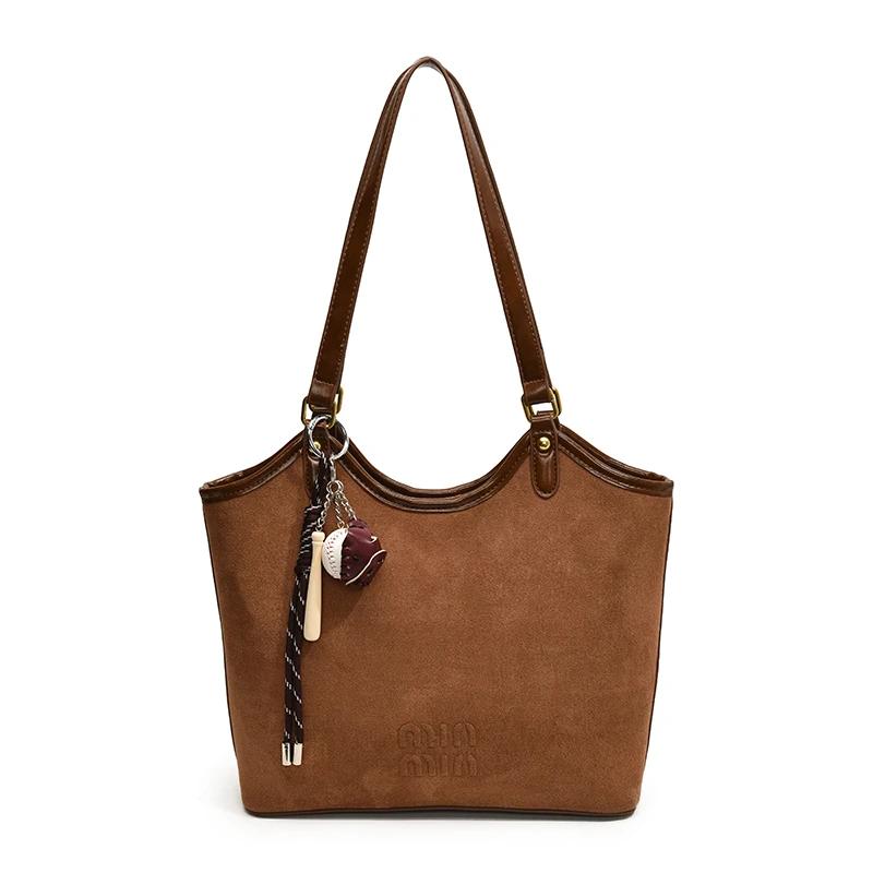 

Матовая ретро женская сумка через плечо большой вместимости, новая осенне-зимняя универсальная повседневная сумка-тоут