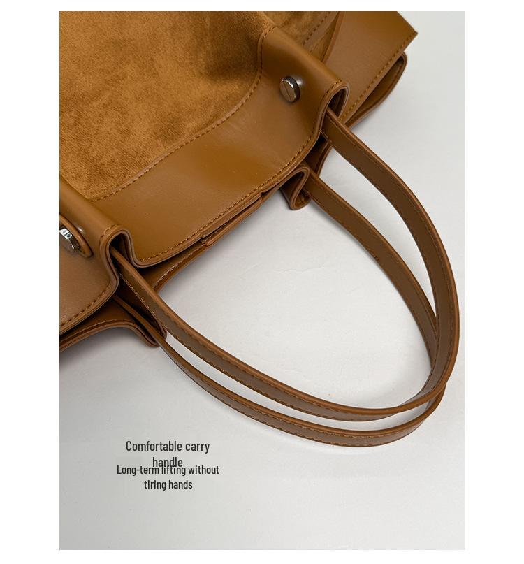 Korean Retro Canvas Patchwork Tote - Large Capacity, Autumn 2025 Style