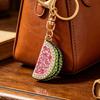 Keychain Pendant Sparkling Rhinestones Watermelon Design Key Chain with Lobster Clasp Backpacks Beach Bags Car Hanger