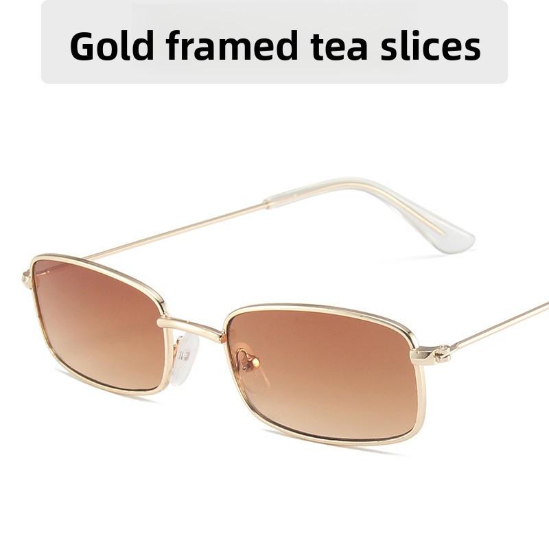 Fashion Square Sunglasses Metal Frame Pink Lens Uv Protection For Party And Stage Performance