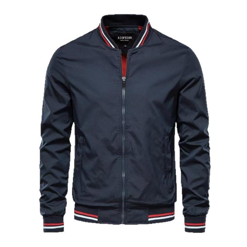 Spring and Autumn Men's Zipper Side Seam Pocket Unhooded Casual Fit Ready-Made Jacket