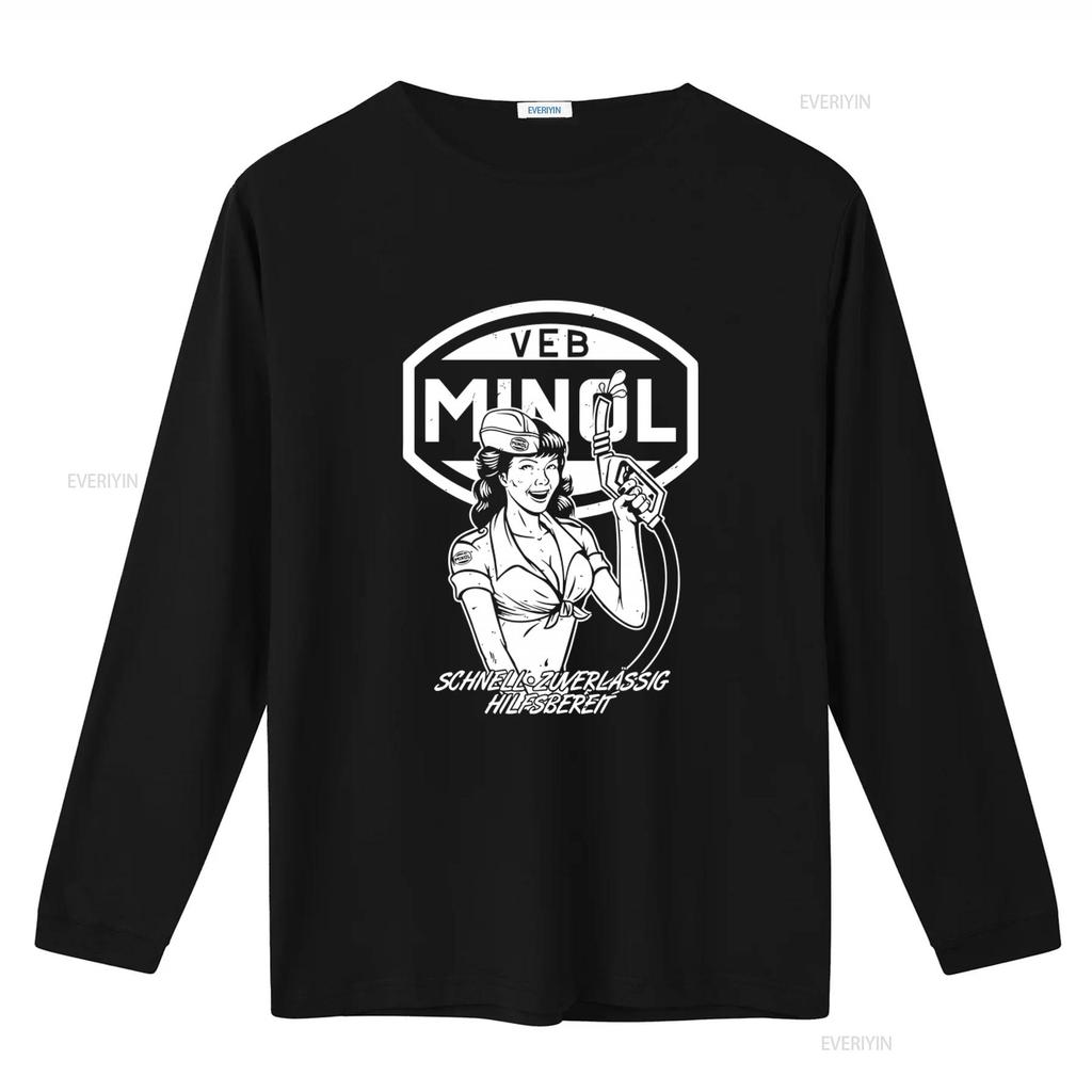 VEB MINOL Retro Pin Up Girl T-Shirt Vintage Tankstellen Design Größen S 5XL Ostalgie Stil vintage Gewaschen Dehnbar Bequem