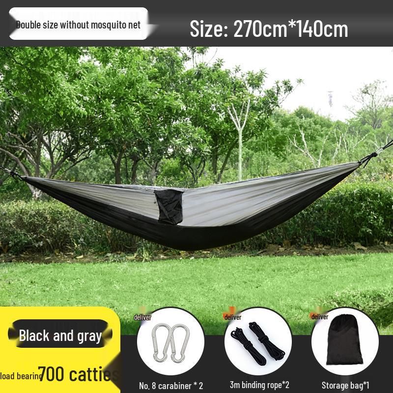 Outdoor Anti-Rollover Hanging Chair Hammock - Single/Double, Color-block Nylon, Parachute Cloth, Lightweight Swing.