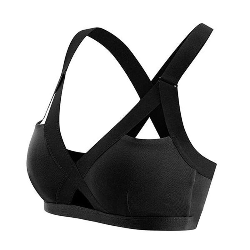 

Sports Bra Women Front Cross Side Strech Solid Sport Lift Bra Workout Yoga XL чорний