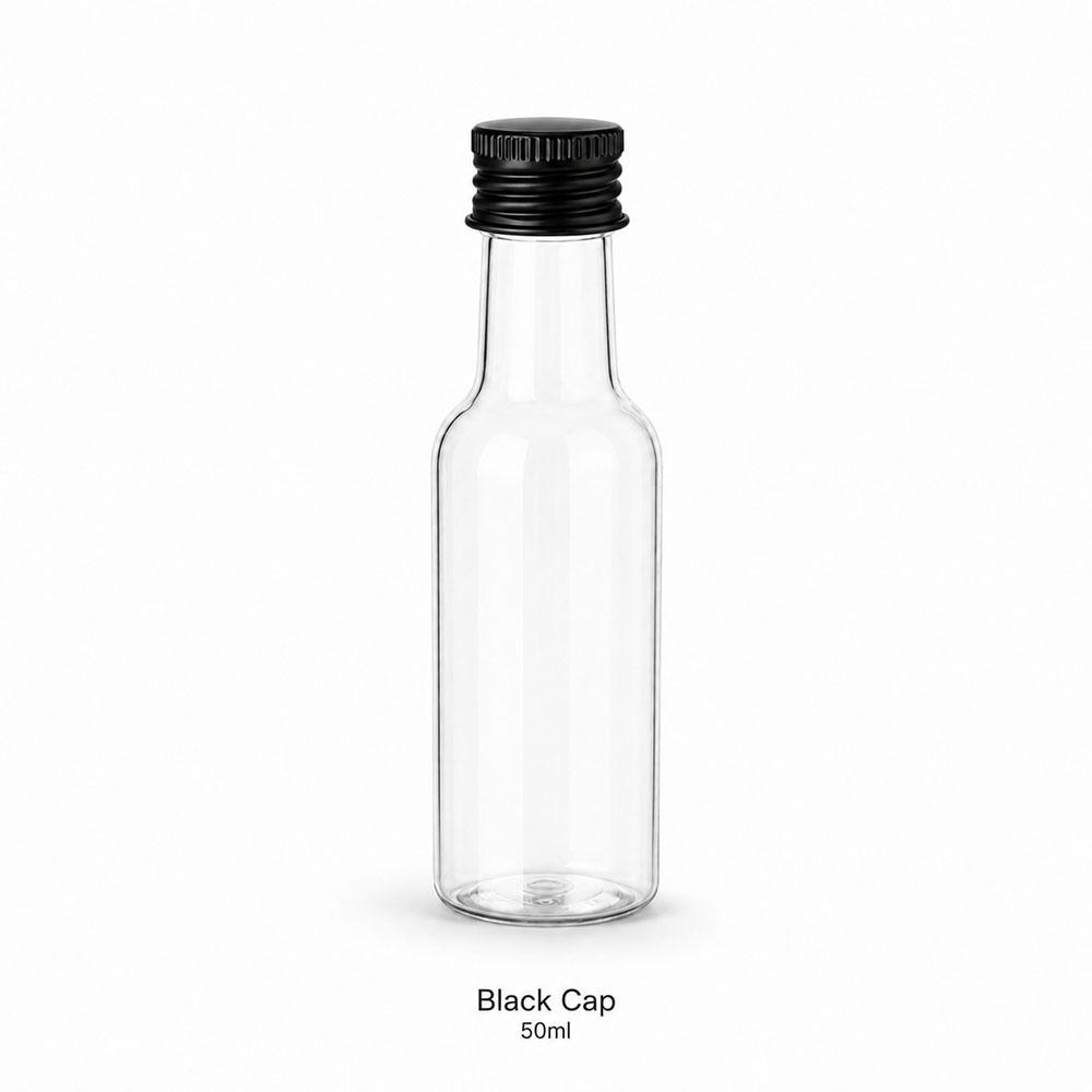 10PCS Mini Liquor Bottles 50ml Plastic Spirit Bottles Silver/ Gold/ Black Caps Alcohol Shot Bottles