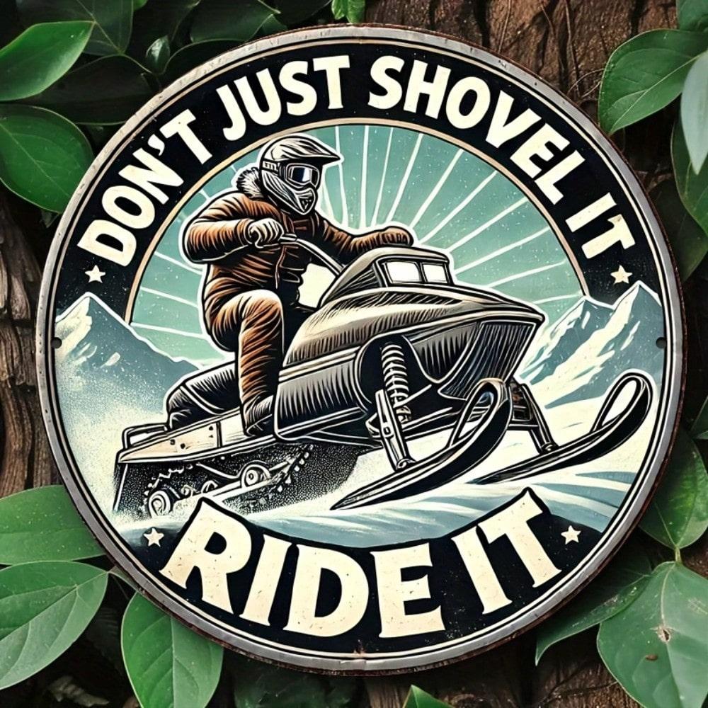 Aluminum Metal Art Sign 8x8 Inch Snowmobile Adventure Decoration 20x20