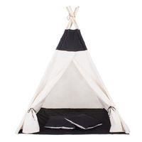 Tipi-Zelt für Kinder aus Baumwolle SPRINGOS - Schwarz - 160x120x100 cm - 2 Kissen inklusive