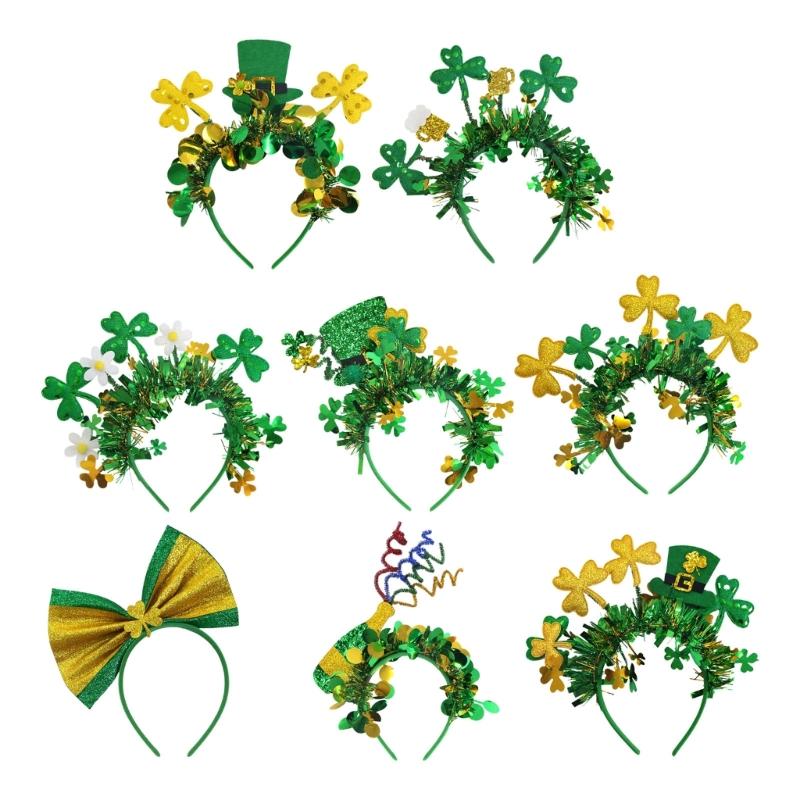 Festival Shamrock Striped Headband for Patrick's Day Ideal for Parties Decorations and Favors Headbands