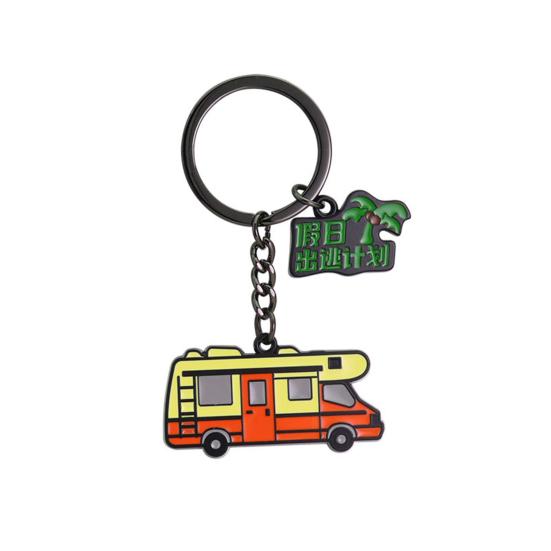 Pingente de Chaveiro Liga de Zinco Processo de Gotejamento de Óleo Estilização Tema Camping Porta-Chaves Portátil Design Versátil Chaveiro com Tema Natureza