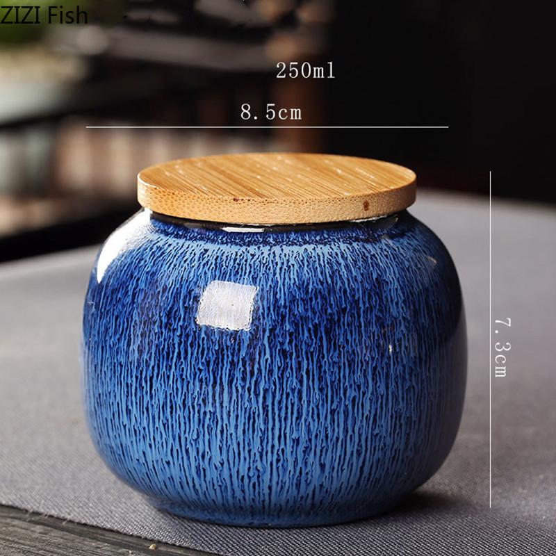 250ml Te Förvaringstank Enfärgad Keramisk Förseglad Burk Kinesiskt Hushåll Kök Te Godis Kaffe Förvaringsbehållare Te Burk