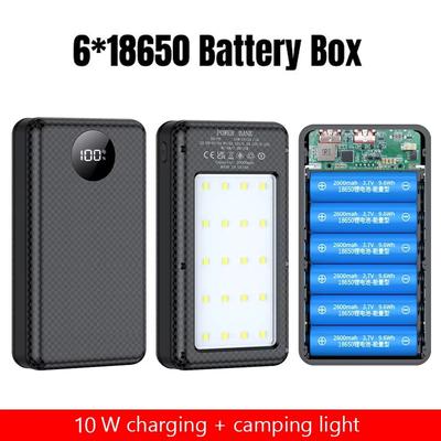 18650 Battery Holder 22.5W Fast Charging DIY Mobile Power Case Dual USB Type C Charge For iPhone Huawei With LED Light Outdoor