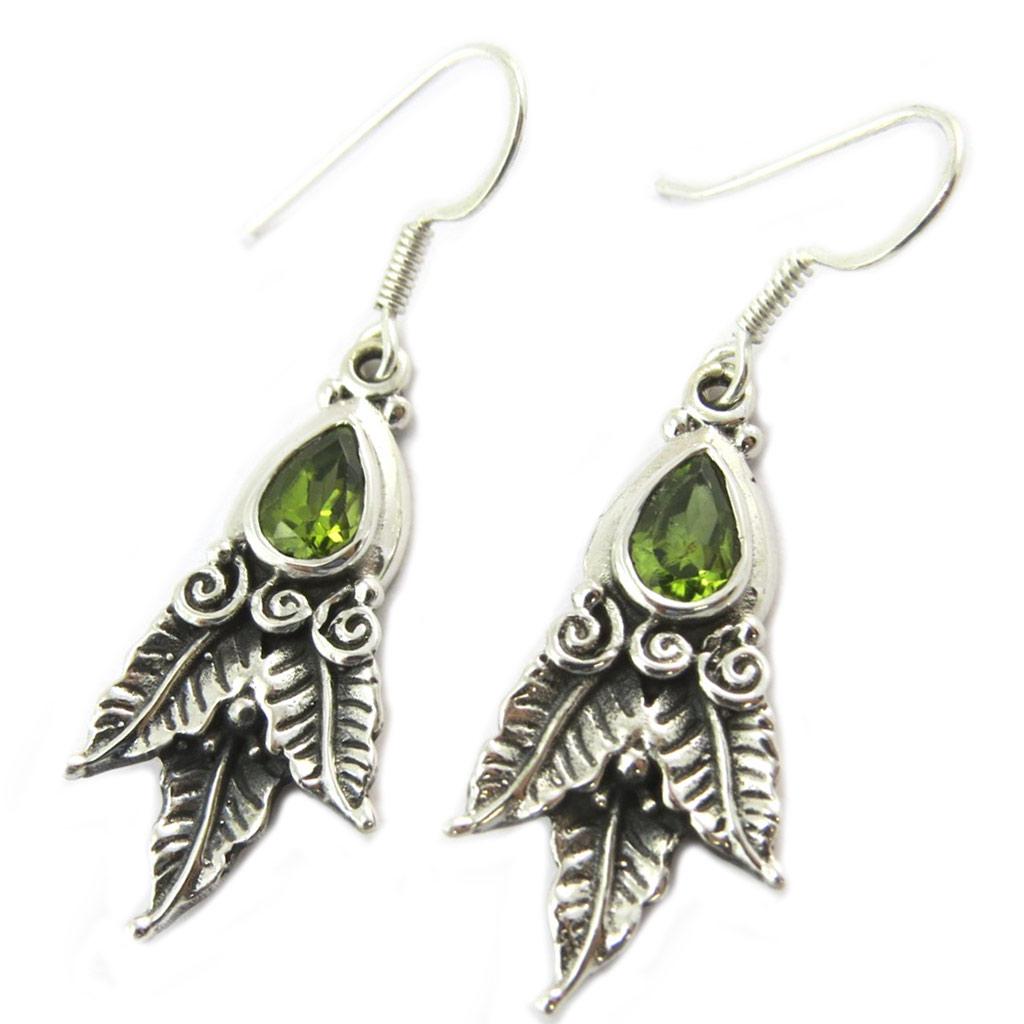 Les Trésors De Lily [P3763] - Peridot 'Heaven' Silver Earrings - 30x15 Mm