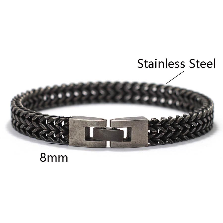 

Retro Stainless Steel Chain Bracelet For Men Hiphop Rock Wrap Braslet Bangle Pulseria Hombre Gift For Him Cycling Accessories 22cm(8.7inches)