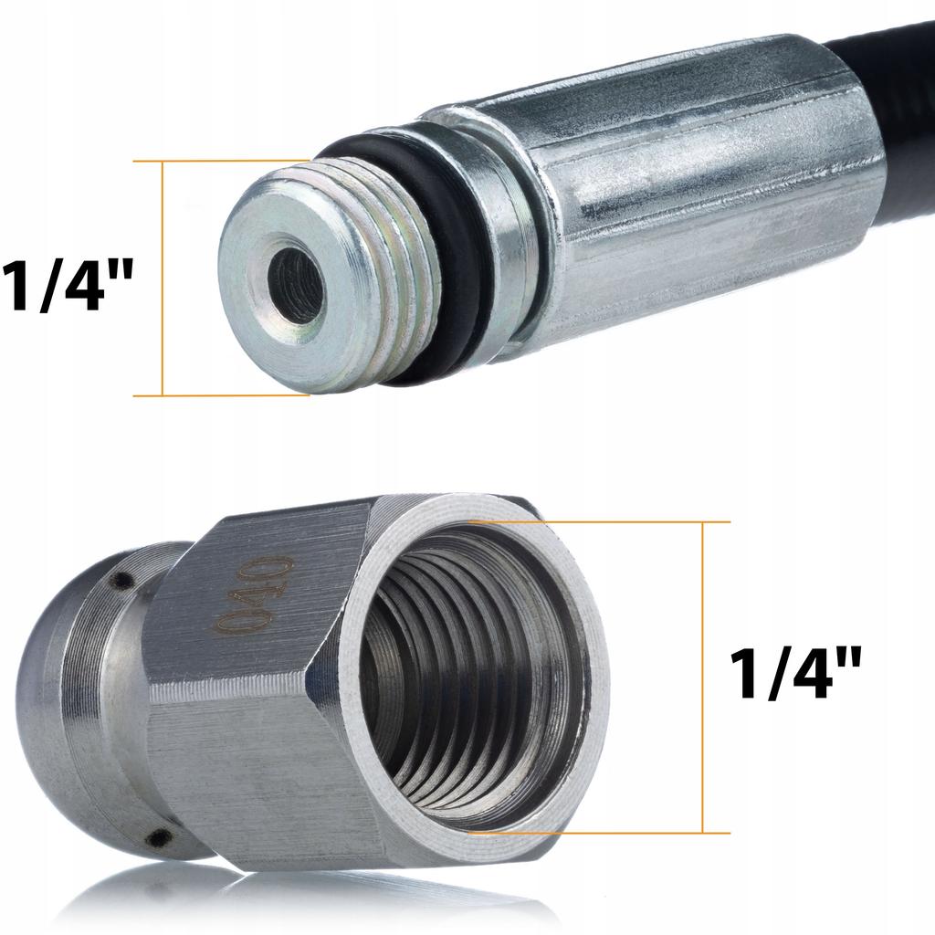 Rosfix Furtun pentru Canalizare BayoJet Pro 20M – Compatibil cu Nilfisk și Kranzle D12 | 2 Duze | Presiune 200 bar