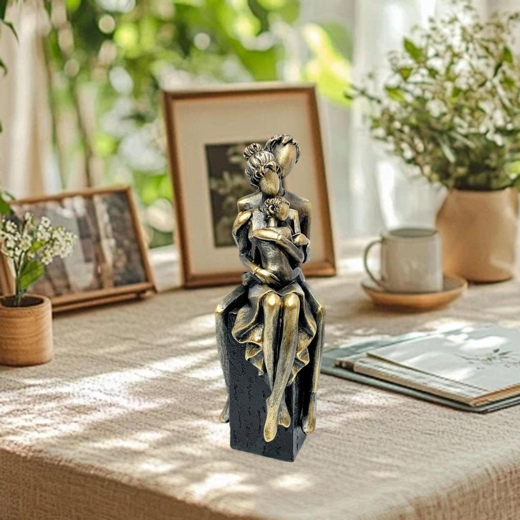Skulptur Familie zu Dritt Heimdekoration Harz Moderne Handwerkskunst Rustikal Einzigartig Familienfigur für Tischplatte Schlafzimmer Erinnerungsgeschenk