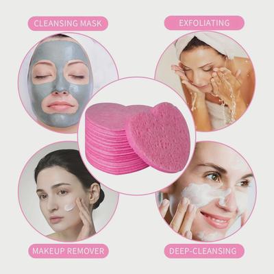 20 Bucăți Bureți Faciali Formă Inimă Comprimați Faciali Naturali Paduri Exfoliante Pentru Curățare Reutilizabile