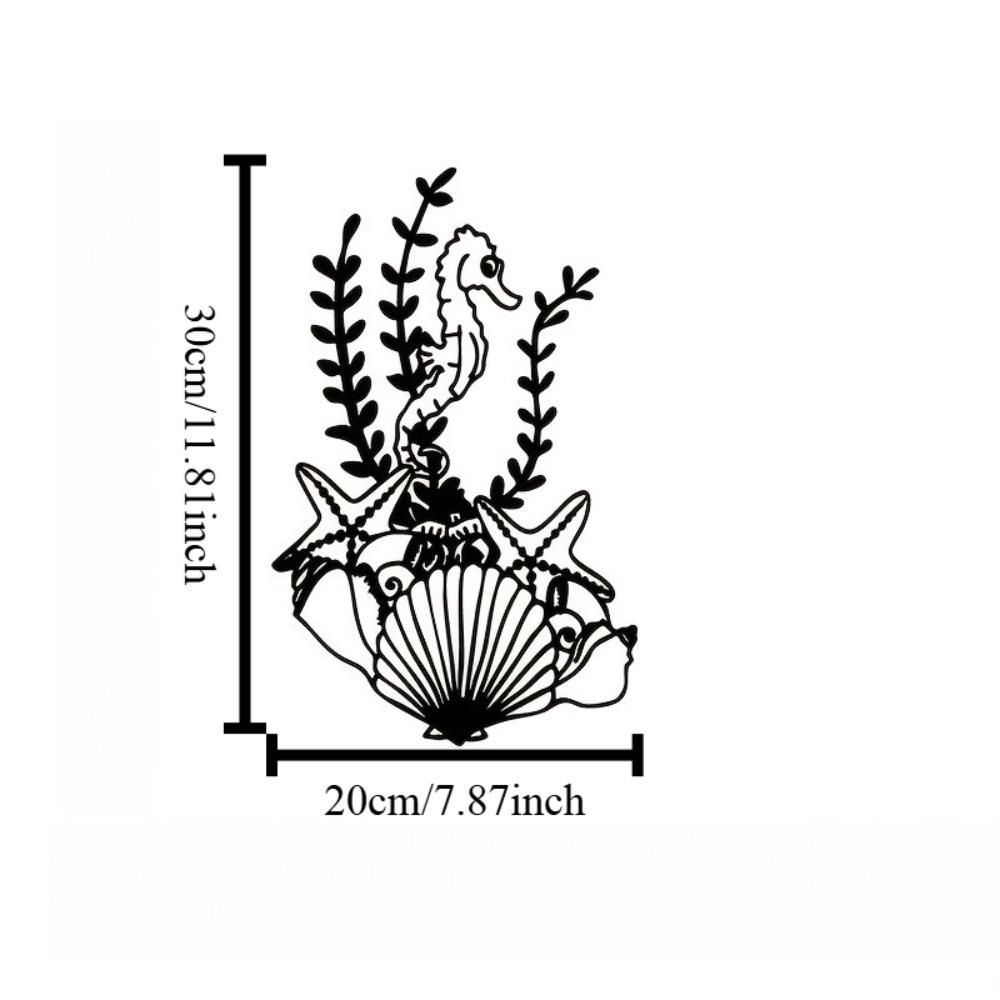 1pc Seahorse Starfish Metal Wall Art Retro Nautical Decor for Bathroom Bedroom Beach House Indoor Outdoor Coastal Ocean Animal Gift Metal Frame