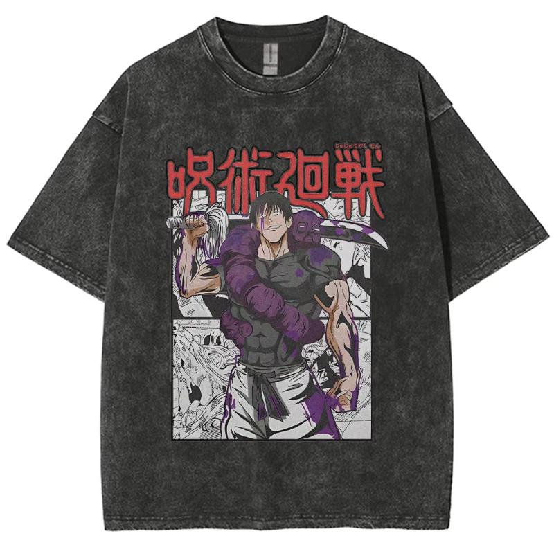 Anime Jujutsu Kaisen Geto Suguru Graphic T-Shirt Men Women Washed Tshirts Manga Vintage Streetwear Harajuku Male Cotton Tops