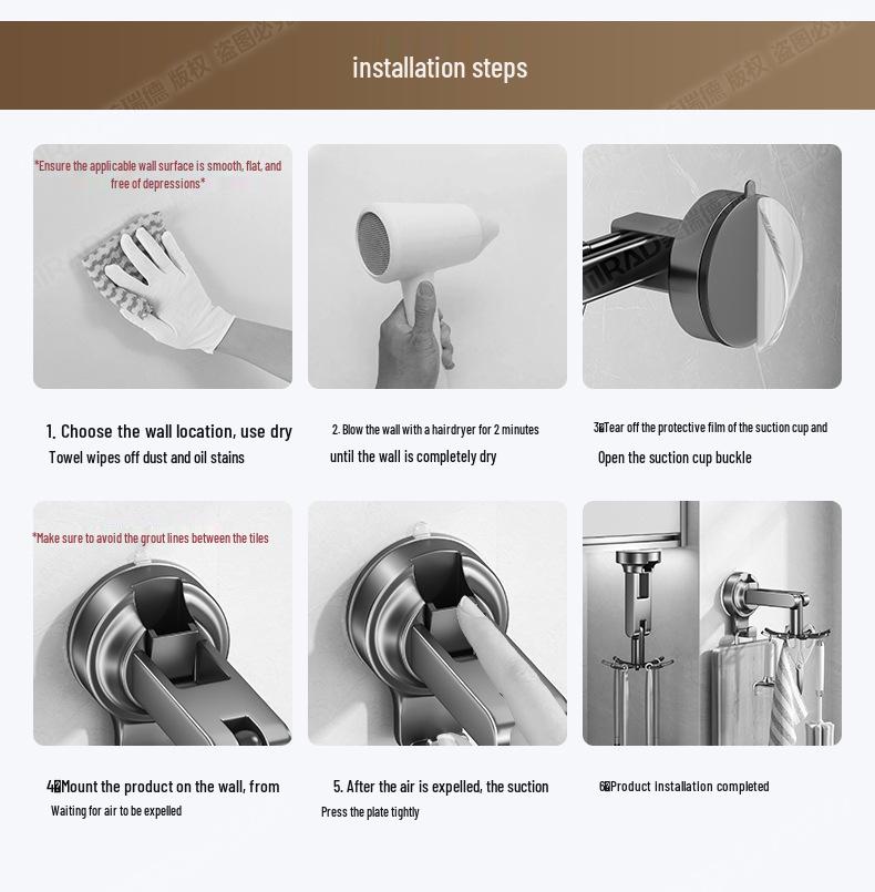 Wall-Mounted Rotating Suction Cup Storage Rack: Organize Spoons, Ladles & Cutting Boards Without Drilling