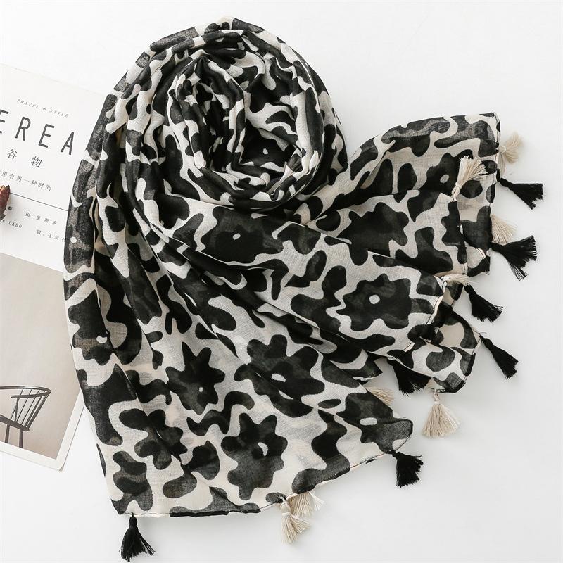 88*180cm Women Viscose Scarf Shawl Cotton Linen Feeling Tassel Pashmina Muslim Hijab Wrap Lady Female