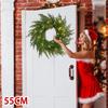 Pre-Lit Artificial Christmas Wreath,  Artificial Christmas Garland For Front Door With Red Bow, Cones, Red Berries,  LED Lights For Christmas Deco