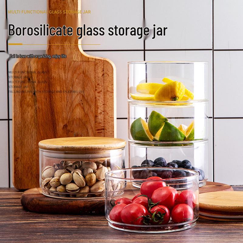 Stackable High Borosilicate Glass Storage Jar for Snacks, Candy, Dried Fruit & Grains
