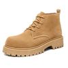 Mens High Top Derby Boots Chunky Platform Sole Big Round Toe Suede Leather Retro Vintage Work Shoes Anti-Slip Comfortable Autumn