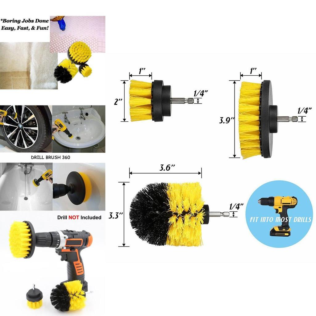 Highperformance 360 Degree Turbo Power Scrub Drillready Bath And Tile Cleaning Brushes