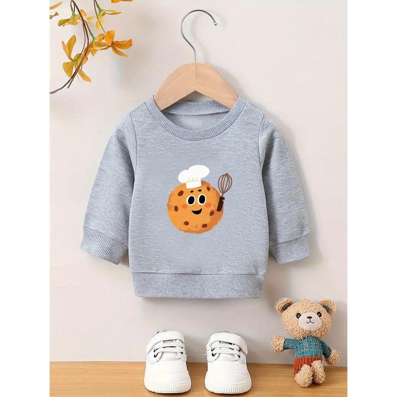 European Sizes Kids' Cute Long Sleeve Sweatshirt, Spring & Autumn Outfits, Hoodie, Simple Round Neckline, Easy Care Fabric