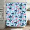 Summer Beach Party Shower Curtain Pink Blue Palm Tree Flamingo Print Fabric Bathroom Decor Waterproof Home Design Shower Curtain