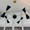 Żyrandol Światło Matowy Czarny Sputnik Żyrandol Mosiądz Szczotkowany Nowoczesny 8 świateł 4 Klosz Oprawa Oświetlenie Dekor
