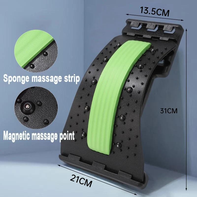 Тренажер для спины многоуровневый регулируемый массажер для талии и шеи фитнес поясничный отдел позвоночника шейный отдел позвоночника поддержка массажные инструменты Green-1PC