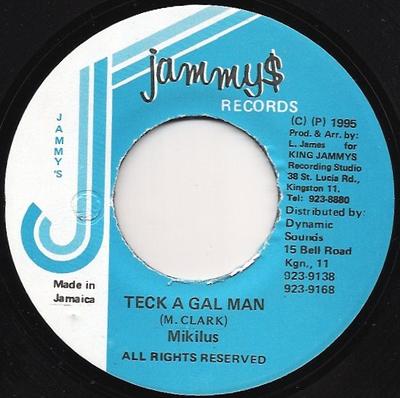 7inch Record MICKEYLOUS - Teck A Gal Man NONE Jammy's Records 1995 Jamaica Reggae, Ska & Dub Used