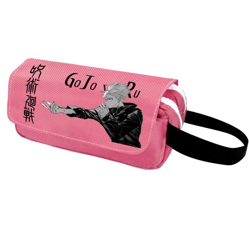 Anime Jujutsu Kaisen Pencil Case Double Zipper Large Capacity Canvas Stationery Organizer Students