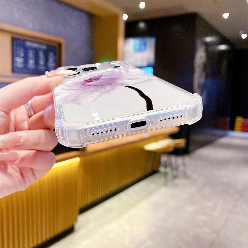 Amazon Hot-selling Lavender Flower Apple 16 Mobile Phone Case High-value iPhone17 Anti-drop Transparent Soft Case 13pm