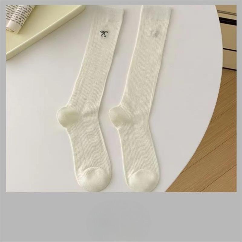 

Женские летние тонкие вышитые носки-гольфы из сетки для балета с бантом, дышащие 1 pair бежевый